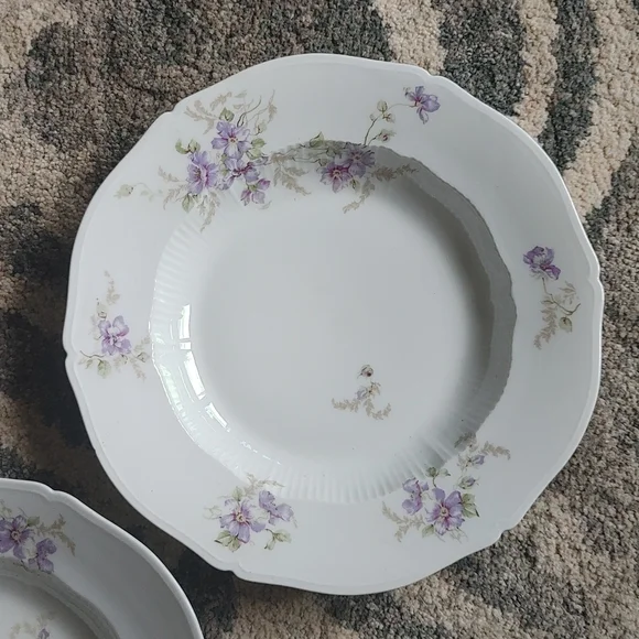 Vintage China Dish Set Bowls Set Of Two Ivory Purple Floral